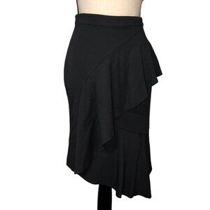 Bordeaux Skirt Size 4 Asymmetrical Gray Ruffle Stretch Raw Edges Back Zip Artsy